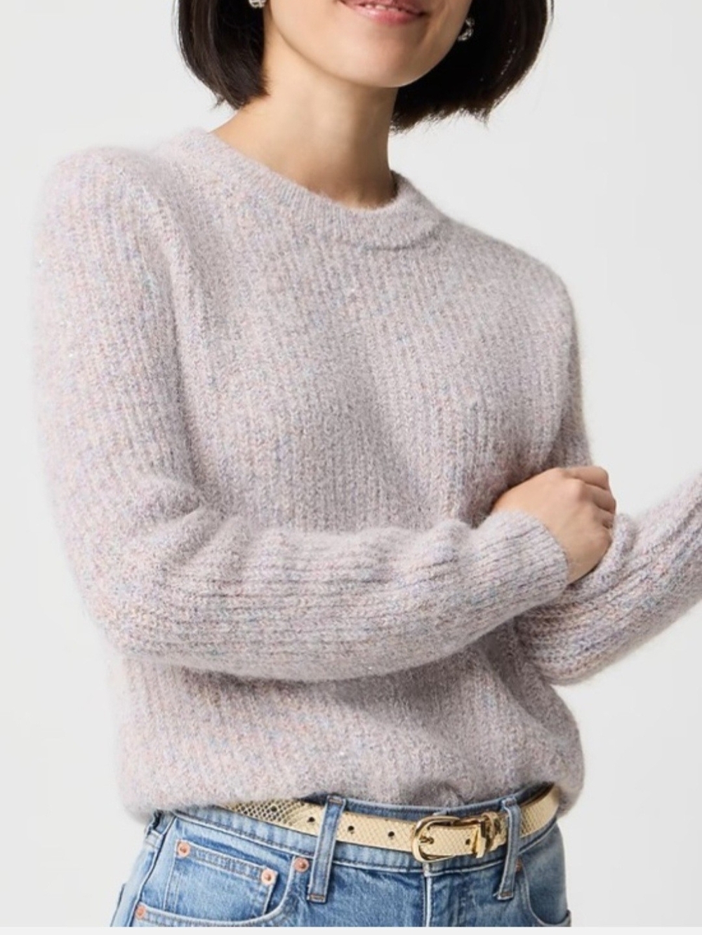 J. Crew Cozy Crewneck Sweater in Light Heathered Lilac